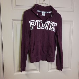 Victoria Secrets PINK Womens Pullover Sweater Size Small Purple 1/4 Zip